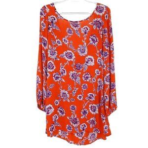 Billabong Orange Floral Shift Dress Women's XS Mini Boho Festival Hippie Beach